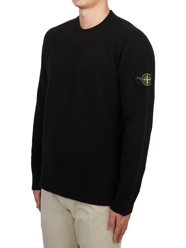 Compass Badge Wool Knit Top Black - STONE ISLAND - BALAAN 3