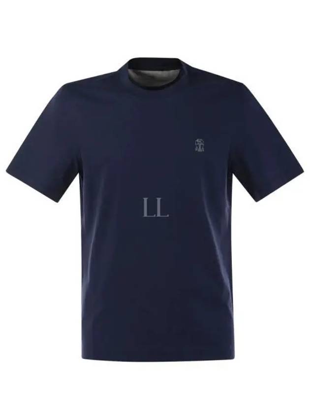 Logo Short Sleeve T-shirt Blue - BRUNELLO CUCINELLI - BALAAN 2