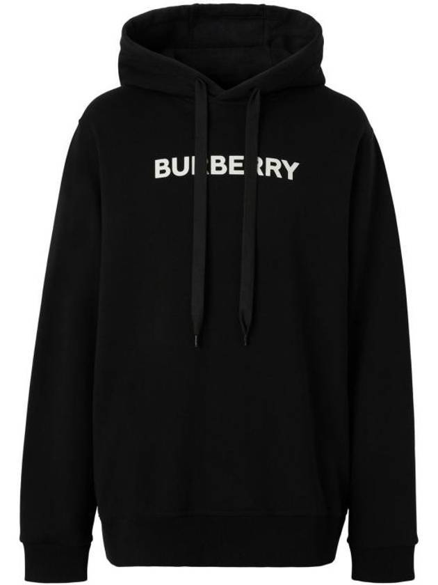 Logo Print Cotton Hoodie Black - BURBERRY - BALAAN 2