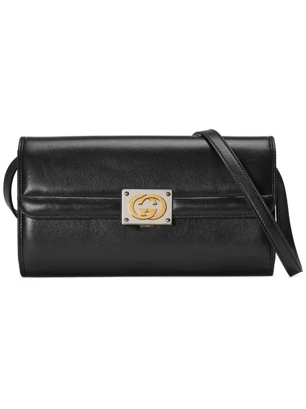 Interlocking GG Leather Small Shoulder Bag Black - GUCCI - BALAAN.