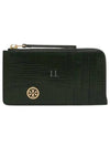 Robinson Crosshatched Zipper Card Wallet Evergreen - TORY BURCH - BALAAN 2