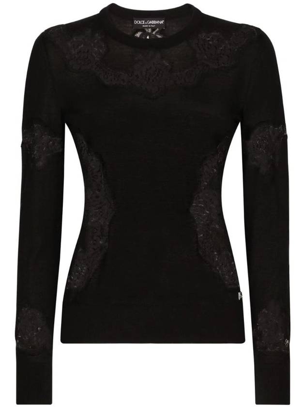 lace embroidery crew neck sweater FXJ31TJEMO7 - DOLCE&GABBANA - BALAAN 1