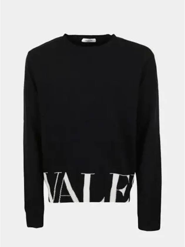 VLTN Logo Cashmere Knit Top Black - VALENTINO - BALAAN 2