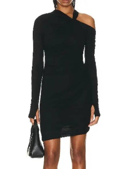 Twisted Asymmetric Mini Dress Black - HELMUT LANG - BALAAN 2