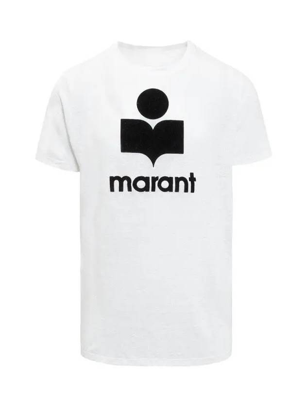 Karman Logo Print Linen Short Sleeve T-Shirt White - ISABEL MARANT - BALAAN 3