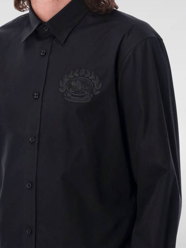 Embroidered Logo Long Sleeve Shirt Black - BURBERRY - BALAAN 4