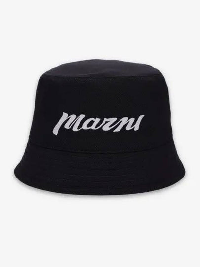 Embroidered Logo Bucket Hat Black - MARNI - BALAAN 2