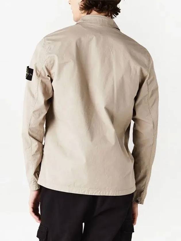 Wappen Patch Double Pocket Cotton Zip-Up Jacket Beige - STONE ISLAND - BALAAN 5