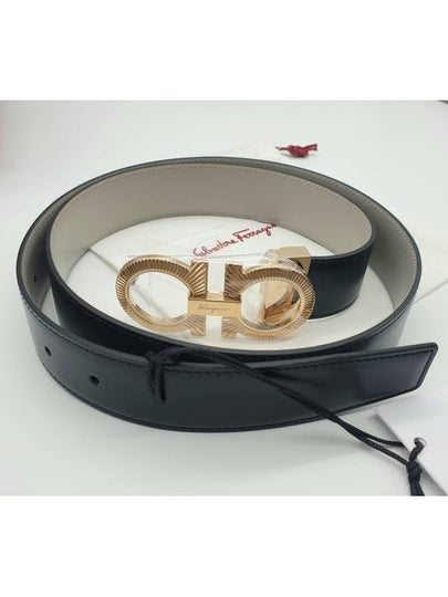 Gancini Reversible Leather Belt Black - SALVATORE FERRAGAMO - BALAAN 2