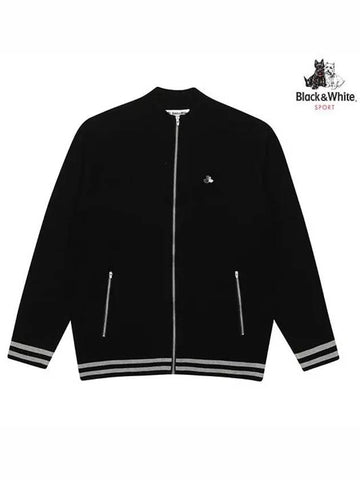 logo jacquard high neck full zip-up knit cardigan 2804GZKRBLACK - BLACK&WHITE - BALAAN 1