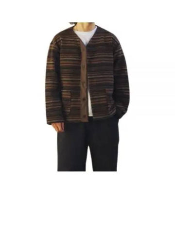 Knit Cardigan A Brown Fair Isle Stripe Sweater 24F1B030 PS091 PS013 - ENGINEERED GARMENTS - BALAAN 1