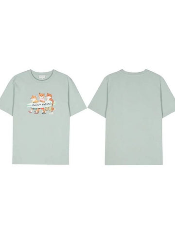 Maison Kitsune Surfing Fox Print Cotton Short Sleeve T Shirt MM00120 - POLO RALPH LAUREN - BALAAN 1