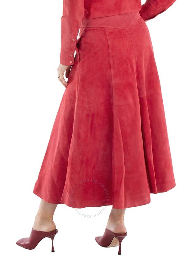 Chloe Ladies Scarlet Red Button-Up Suede Skirt, Brand Size 36 (US Size 4) - CHLOE - BALAAN 3