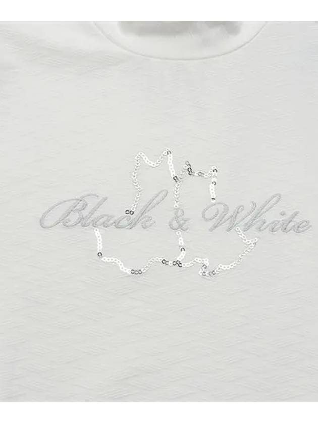 jacquard high neck short sleeve t-shirt 9244LZZNWHITE - BLACK&WHITE - BALAAN 3