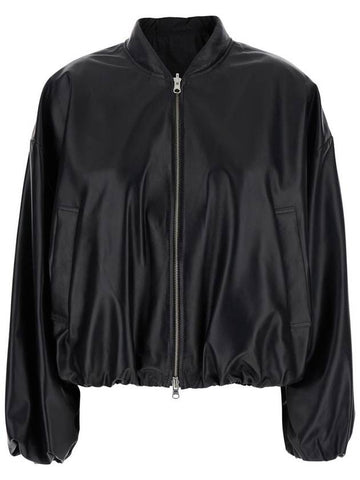 'Nova' Black Bomber Jacket With Front Zip Closure In Leather Woman - ARMA - BALAAN 1