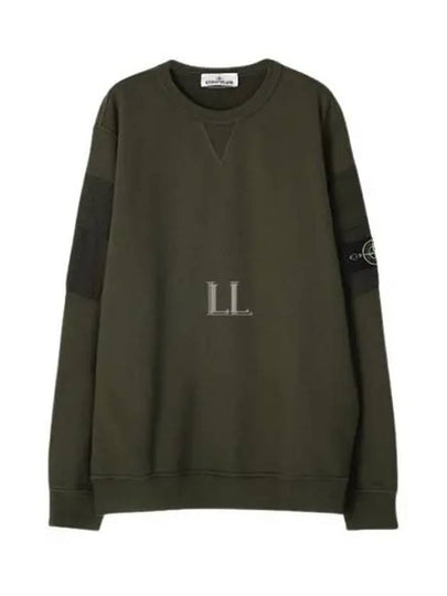 Men's Wappen Patch Cargo Pocket Sweatshirt Olive - STONE ISLAND - BALAAN 2