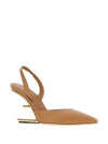 Women's First F Shape Metal Slingback Heels Brown - FENDI - BALAAN 3