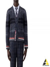 Donegal Tartan Stripe V-Neck Cardigan Grey - THOM BROWNE - BALAAN 2