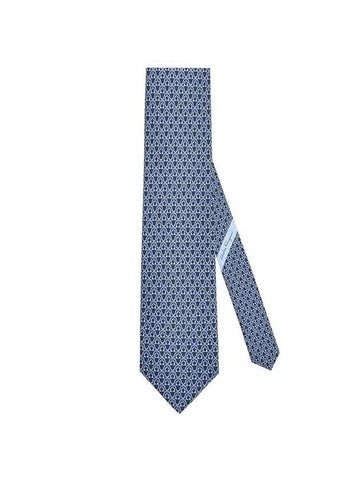 Gancini Print Silk Tie Blue Marine - SALVATORE FERRAGAMO - BALAAN 1