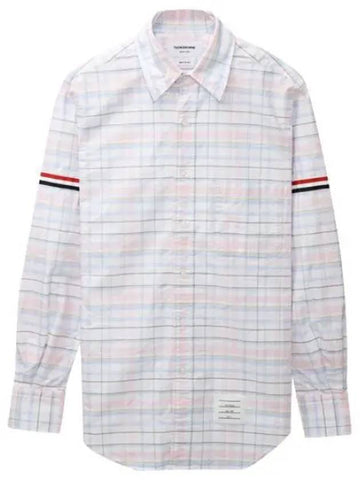 RWB Arm Banding Plaid Check Oxford Shirt Long Sleeve - THOM BROWNE - BALAAN 1