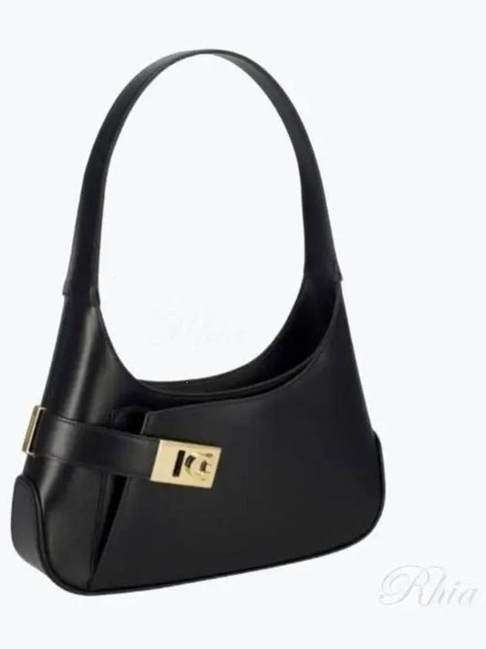 Smooth Caprether Medium Shoulder Bag Black - SALVATORE FERRAGAMO - BALAAN 2