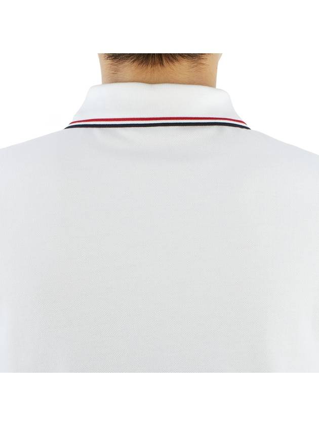 Stripe Trimming Logo Short Sleeve Polo Shirt White - MONCLER - BALAAN 8