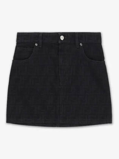 FF Denim Mini A-line Skirt Black - FENDI - BALAAN 2