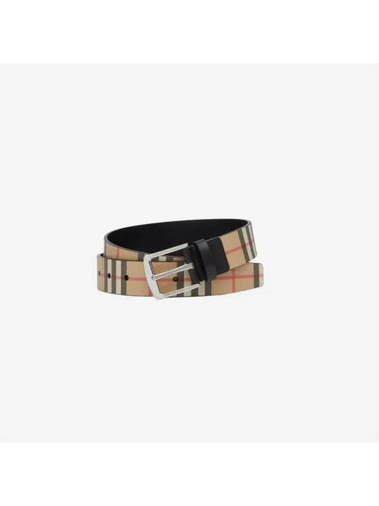 Men's Vintage Check Leather Belt Beige - BURBERRY - BALAAN 2