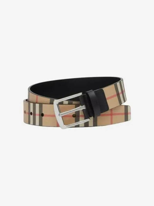 Men's Vintage Check Leather Belt Beige - BURBERRY - BALAAN 2