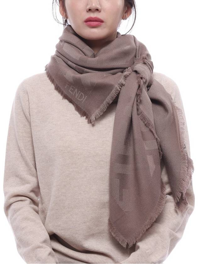 Wool Cashmere Shawl Scarf Dove Grey - FENDI - BALAAN 4