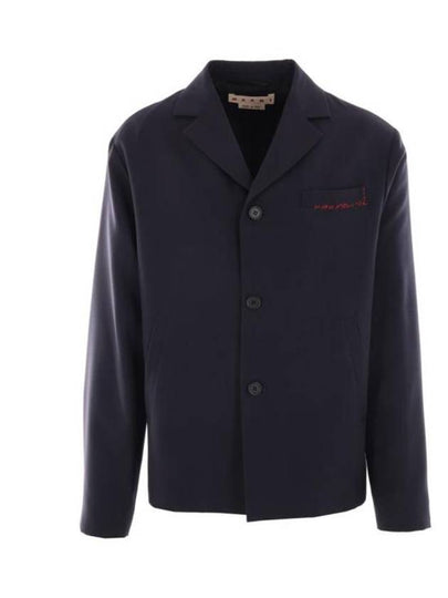 3-Button Single Boxy Jacket Blue Black - MARNI - BALAAN 2