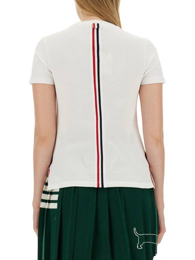 Center Back Stripe Classic Cotton Pique Relaxed Fit Short Sleeve T-Shirt White - THOM BROWNE - BALAAN 4