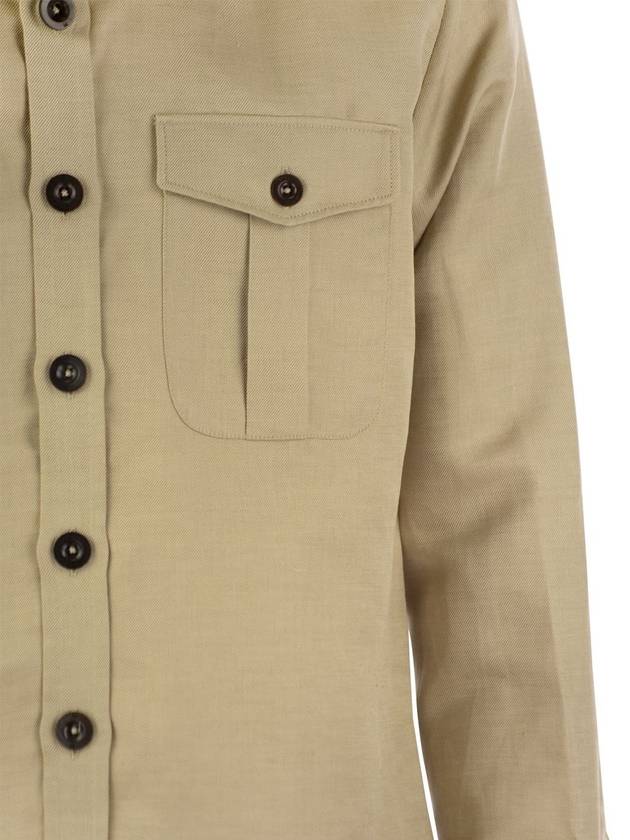 Linen and cotton safari shirt - PT TORINO - BALAAN 4