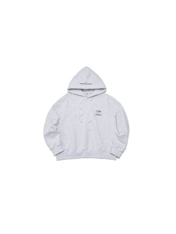 Glossy Logo Crop Hoodie Gray - YCW - BALAAN 1