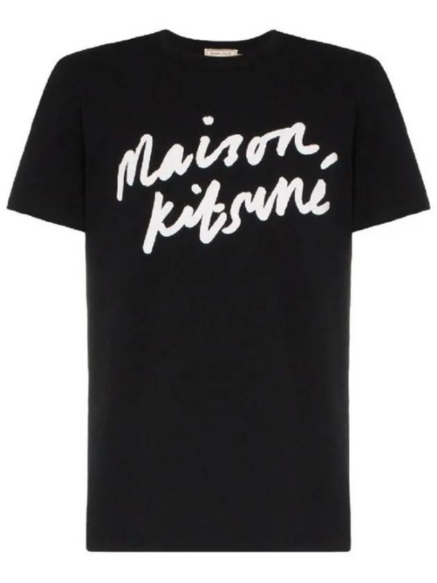 Handwriting Classic Cotton Short Sleeve T-shirt Black - MAISON KITSUNE - BALAAN 2