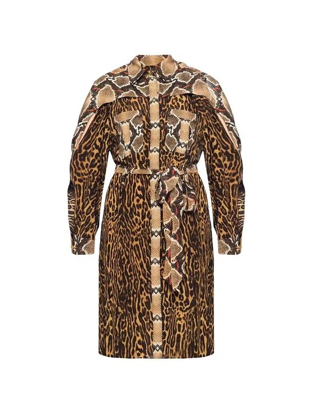 leopard print midi dress brown - BURBERRY - BALAAN 1