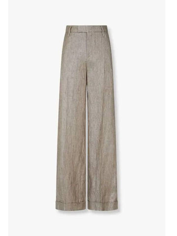 Women s Monili Loop Metal Wide Pants Dark Beige - BRUNELLO CUCINELLI - BALAAN 1