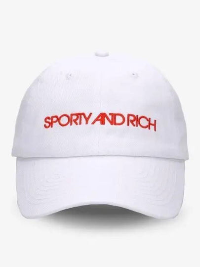 Embroidered Logo Cotton Ball Cap White - SPORTY & RICH - BALAAN 2