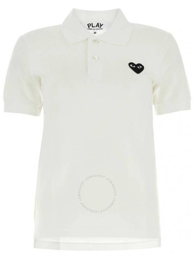 Cdg Play White Heart Embroidered Polo Shirt, Size Large - COMME DES GARCONS PLAY - BALAAN 1