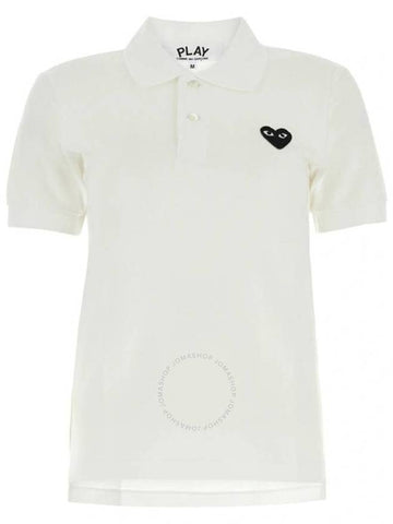 Cdg Play White Heart Embroidered Polo Shirt, Size Large - COMME DES GARCONS PLAY - BALAAN 1