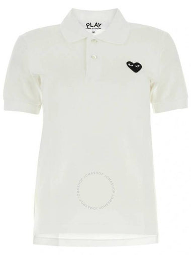 Cdg Play White Heart Embroidered Polo Shirt, Size Large - COMME DES GARCONS PLAY - BALAAN 1