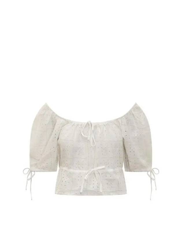 Ganni Broderie Anglaise Crop Blouse White - GANNI - BALAAN 2