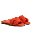 Oran Shearling Slippers Orange - HERMES - BALAAN.