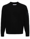 Compass Embroidered Crew Neck Organic Cotton Knit Top Navy - STONE ISLAND - BALAAN 2