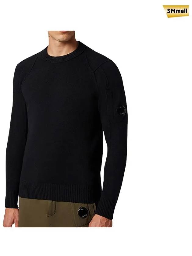 Lens Wappen Wool Knit Top Black - CP COMPANY - BALAAN 4