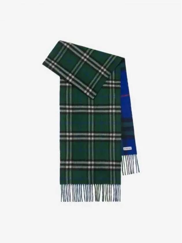 Check Reversible Cashmere Scarf Blue Green - BURBERRY - BALAAN 2