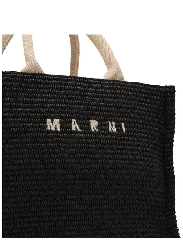 Small Raffia East West Tote Bag Black - MARNI - BALAAN 4