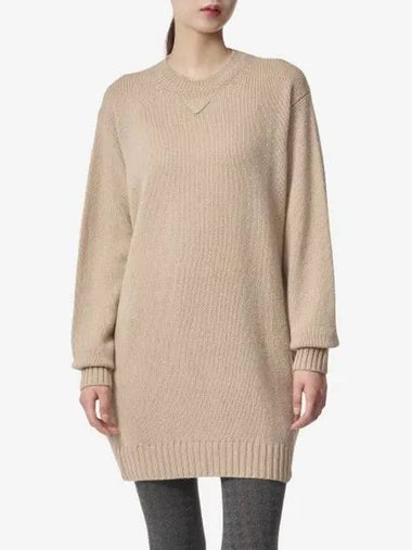 Oversized Knit Short Dress Camel - PRADA - BALAAN 1