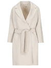 Women's Arona Belt Virgin Wool Single Coat Ecru - S MAX MARA - BALAAN 2