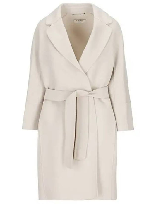 Women's Arona Belt Virgin Wool Single Coat Ecru - S MAX MARA - BALAAN 2